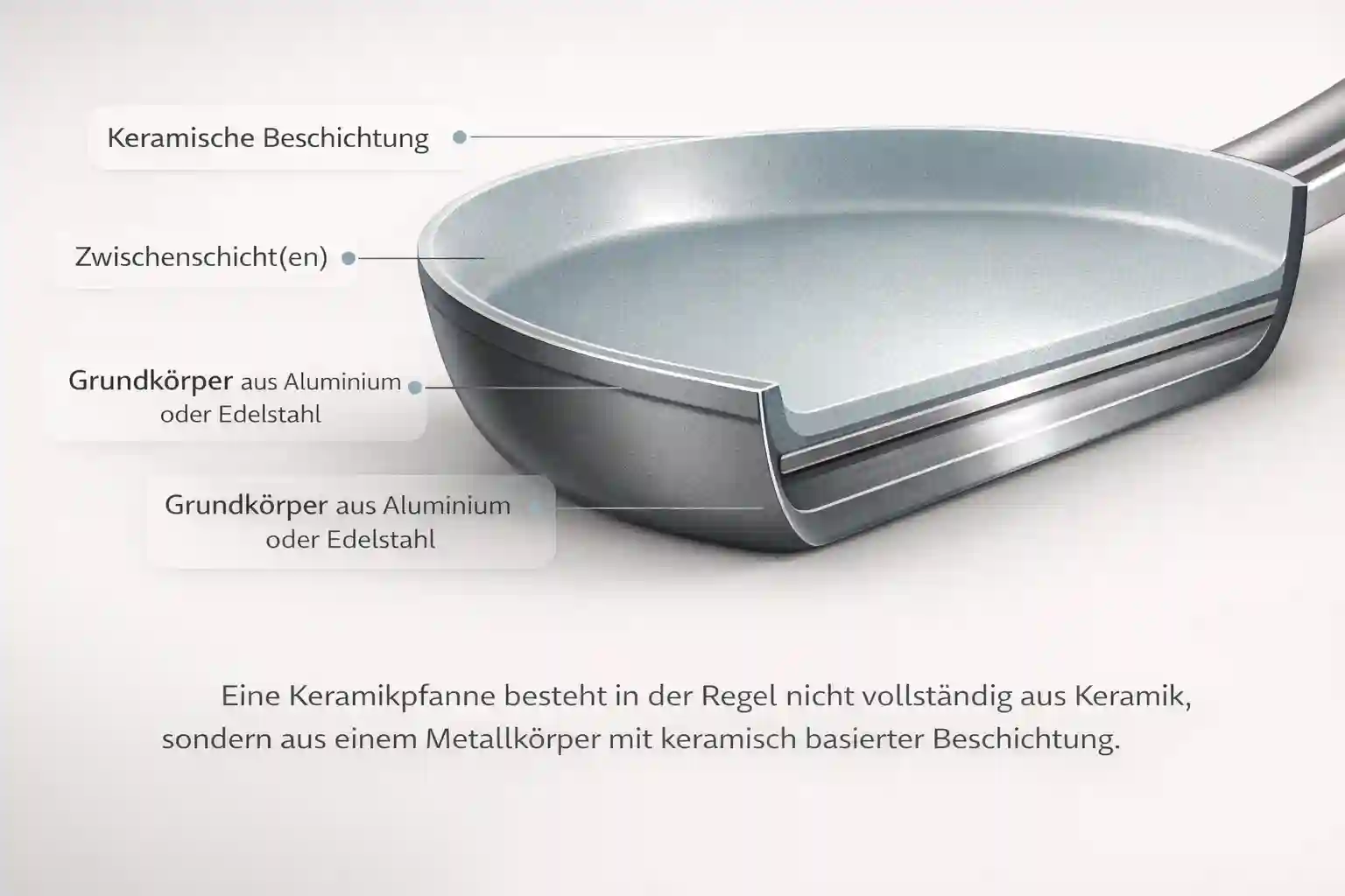 Schematische Darstellung des Schichtaufbaus einer Keramikpfanne