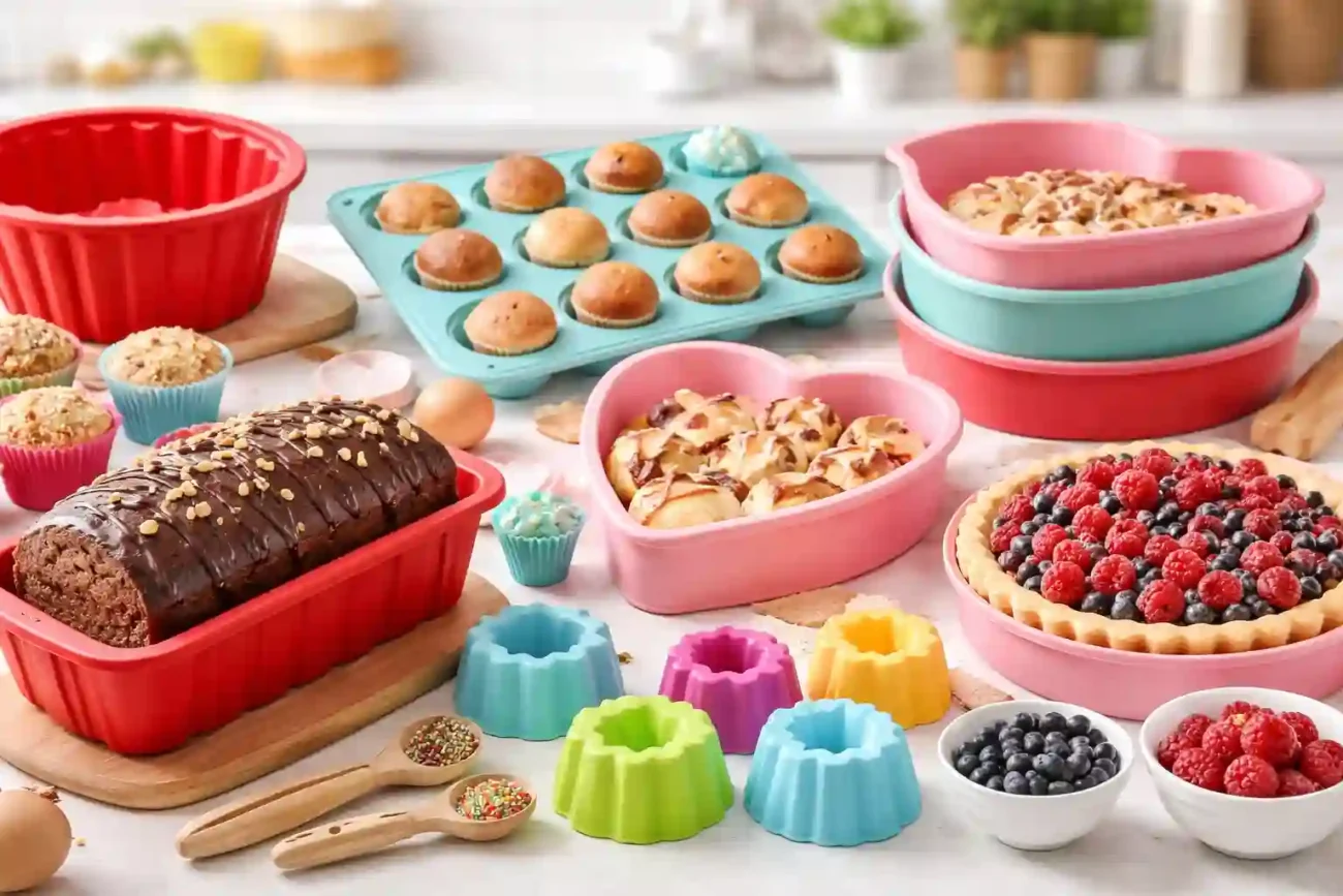 Beste Silikon Backformen Sets mit verschiedenen Backformen, Muffins, Kuchen und Tarte in der Küche