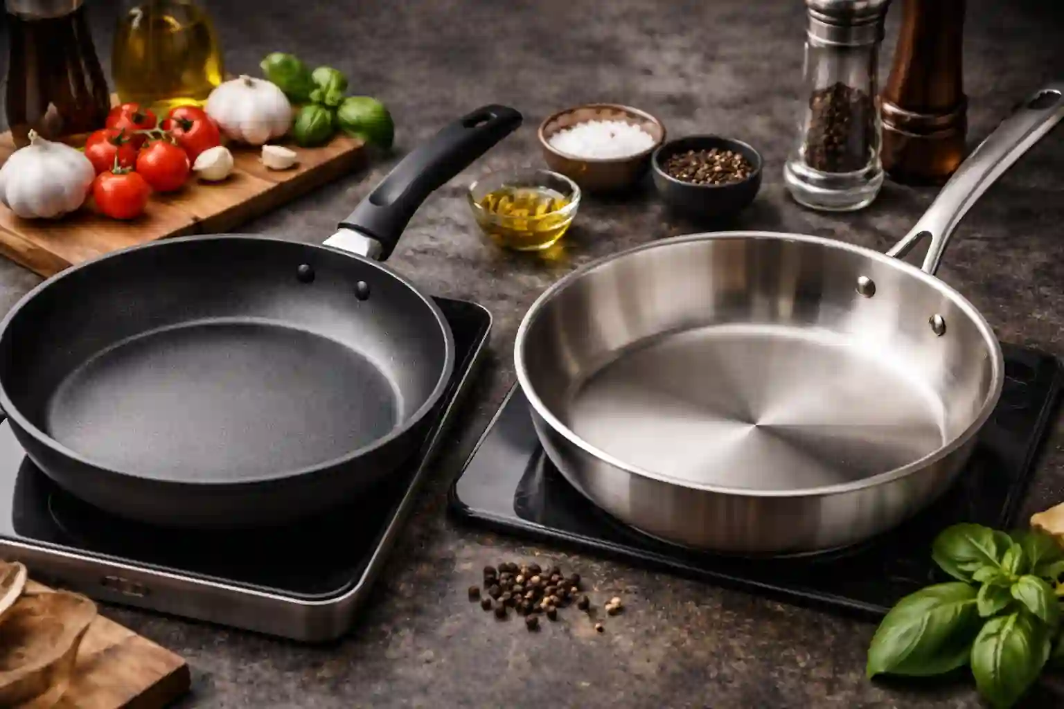 Titanium Pfanne und Edelstahl Pfanne im direkten Vergleich auf dem Herd